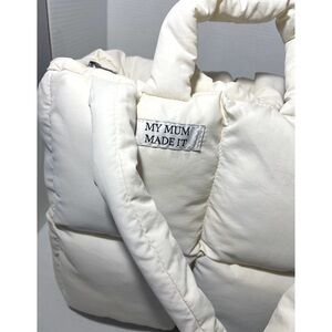 My Mum Made It Puffer Tote Bag Cream